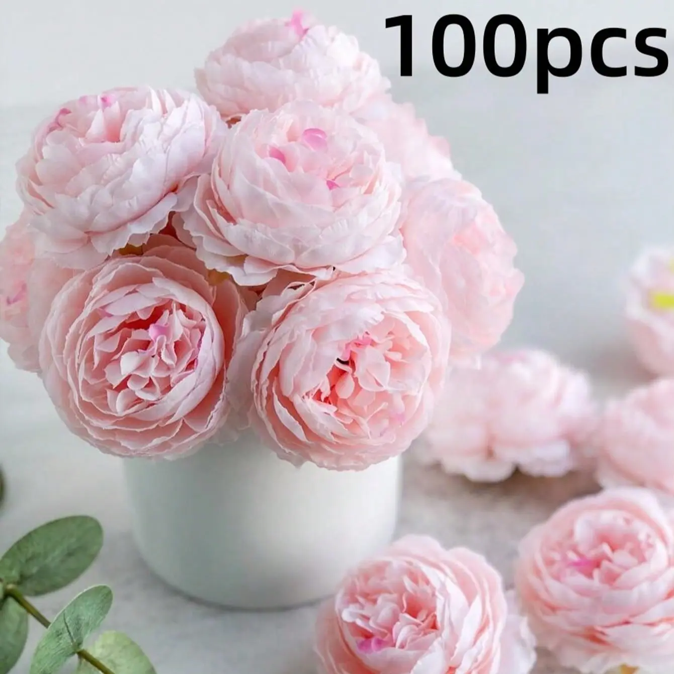 100pcs Realistic Peony Flowers with Stems, Fake Peonies, Faux Flower Decor, Artificial Flower Decorations, Wedding Party Decor, Cake Decoration, Home Living Room Table Centerpiece, Fall Season Gift