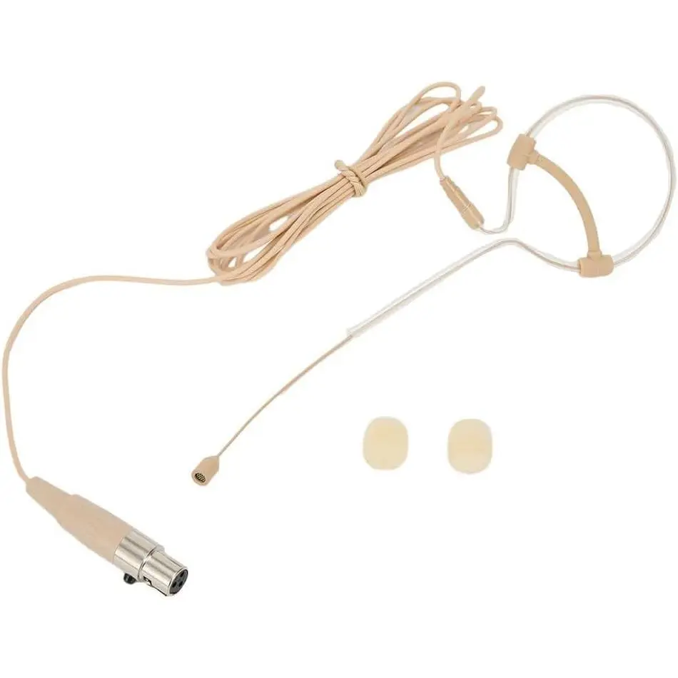 Beige Single Earhook Headset Mic Headworn Microphone 3.5mm 3 Pin 4 Pin XLR Connector Headset Mic with  Windscreen(C)