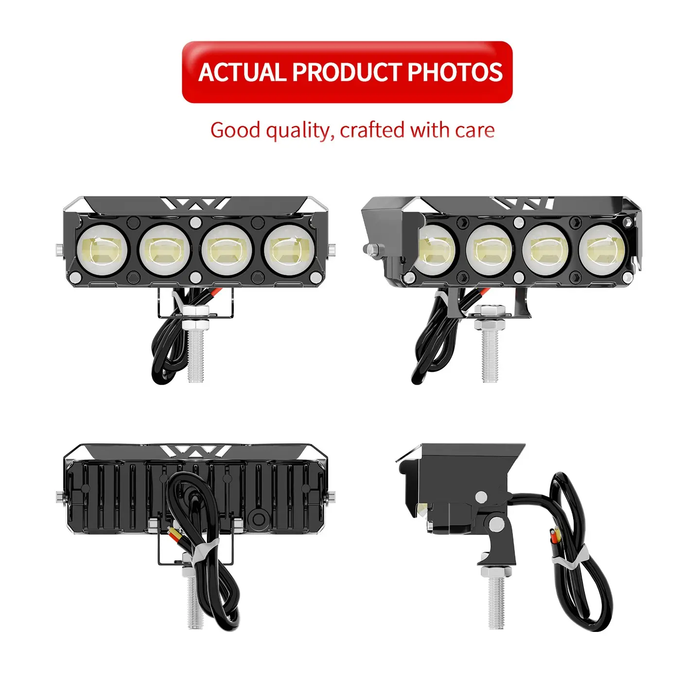 New Motorcycle LED Headlights, Dual Color Design, High/low Beam Adjustment, Fog Light Brighter, Suitable for Off-Road Driving, Electric Bike Lights, LED Headlight Bulb