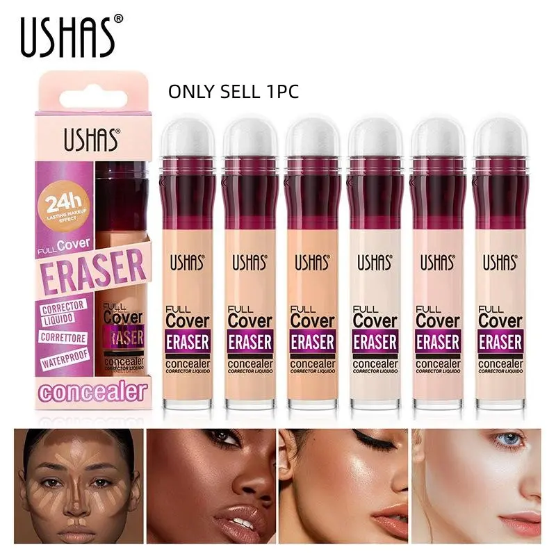 1Pc, USHAS Eraser Liquid Concealer, 12 Complexion Shades, Smooth Liquid Texture, Easy To Spread For Facial Makeup, Concealing Dark Circles, ViralSpotConcealer, MultiToneFaceCosmetics, DailyBaseMakeup, ContourMakeupEssentials