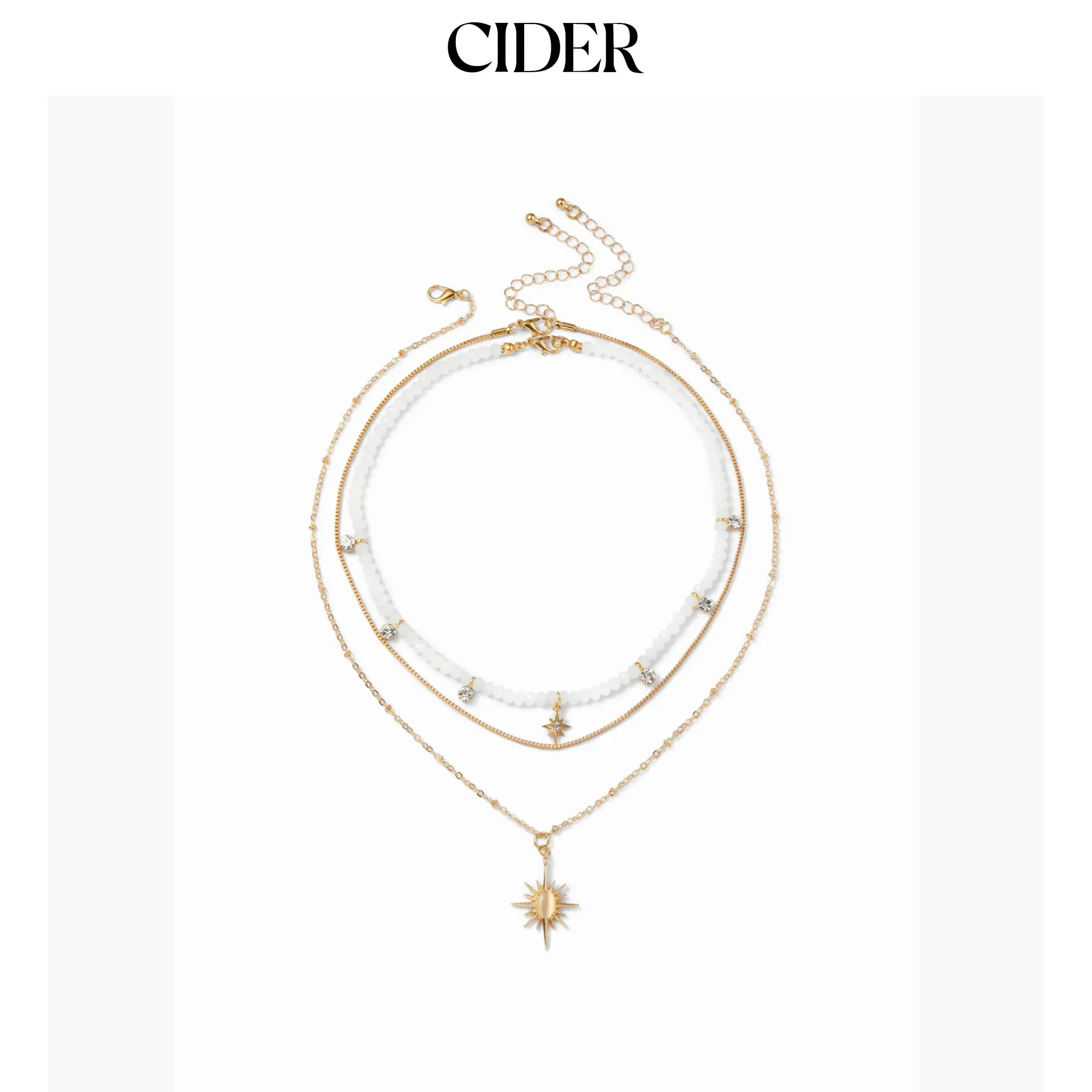 Cider STAR & RHINESTONE & BEADED LAYERED NECKLACE