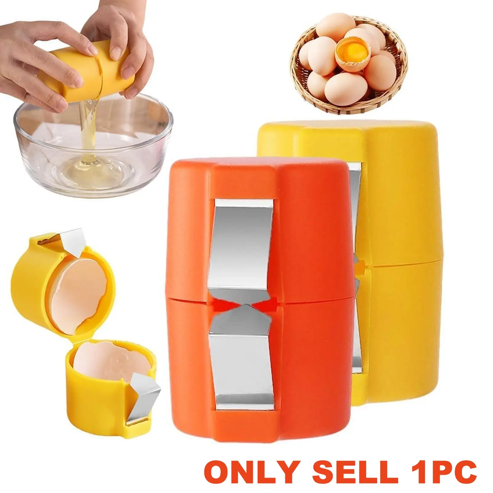 Egg Shell Opener & Separator, New Egg Cracker Tool with Egg-Shaped Tray, Quick Shelling, No Crumbs, Stable Non-Tilt, Handheld Kitchen Gadget, Egg Shelling Device, Egg Cracking Tool