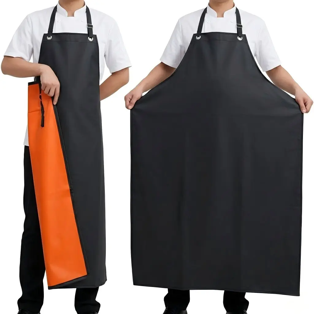 41"x30" Extra Long Heavy Duty Adjustable Work Apron for Men Women, Thick Protective Kitchen Chef Apron, Kitchen Cooking Aprons, Wipeable & Easy to Clean, Multipurpose for Cooking, Butchers, Workshop, Gardening & Crafting - 1 Pack (Black)