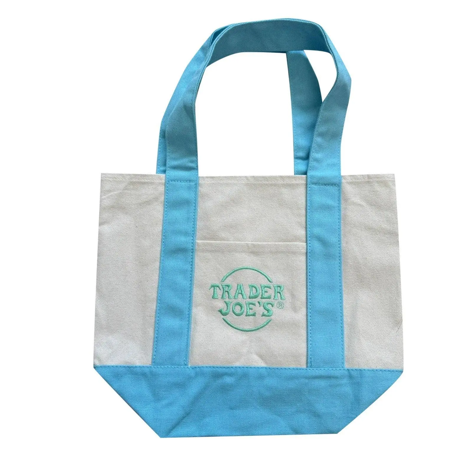Women's Lot of 4 Pastel Embroidered Mini Canvas Tote Bags with Zip Closure - Lightweight Packable Outdoor Carry for Camping Hiking Picnic Travel, 2025 Limited Edition Trader Joe's