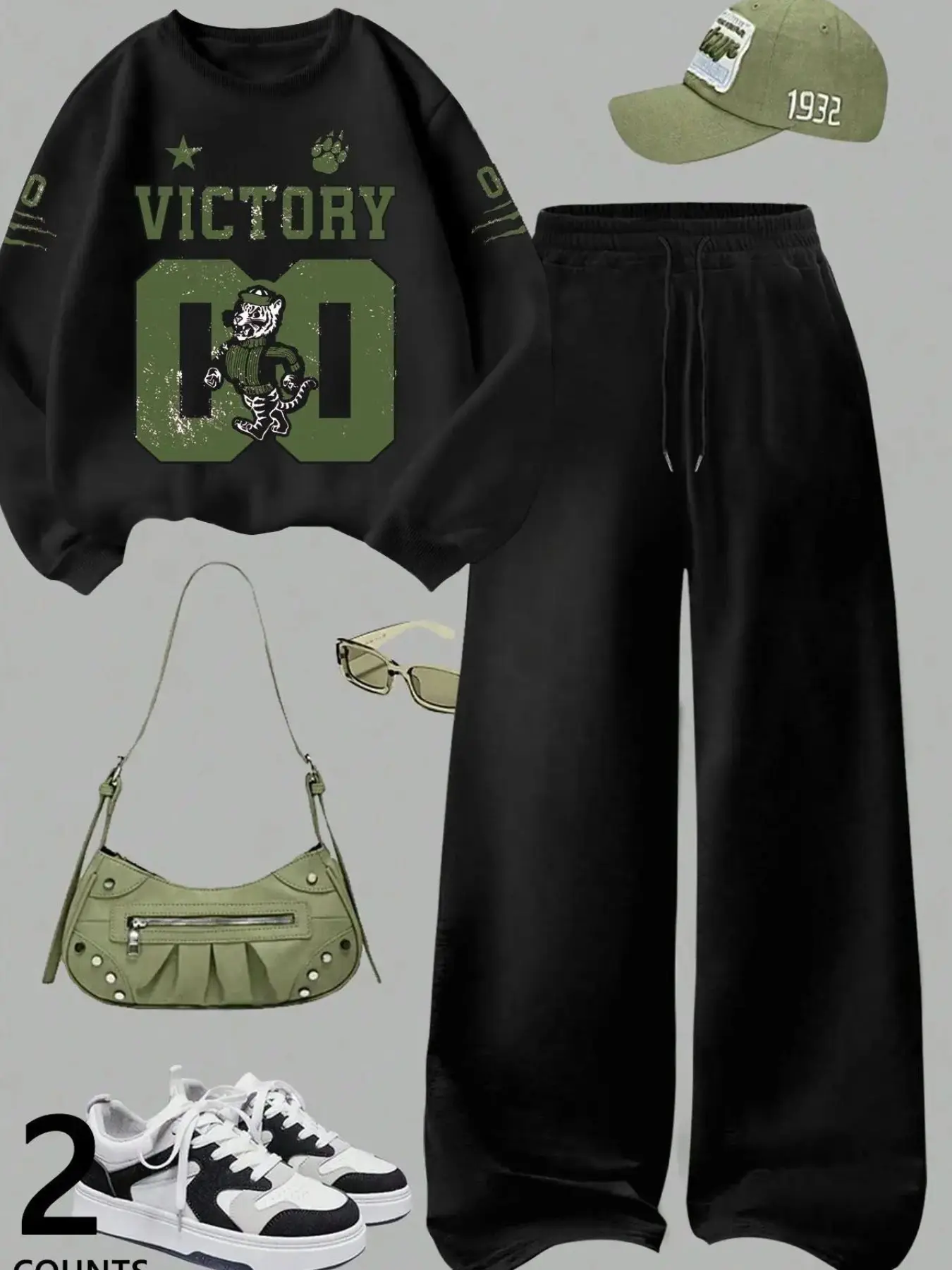 Unisex 2-Piece Set: Cartoon-Print Pullover Sweatshirt & Loose-Fit Elastic-Waist Joggers – Suitable for Outdoor Activities, Vacation, and Casual Daily Wear Clothes