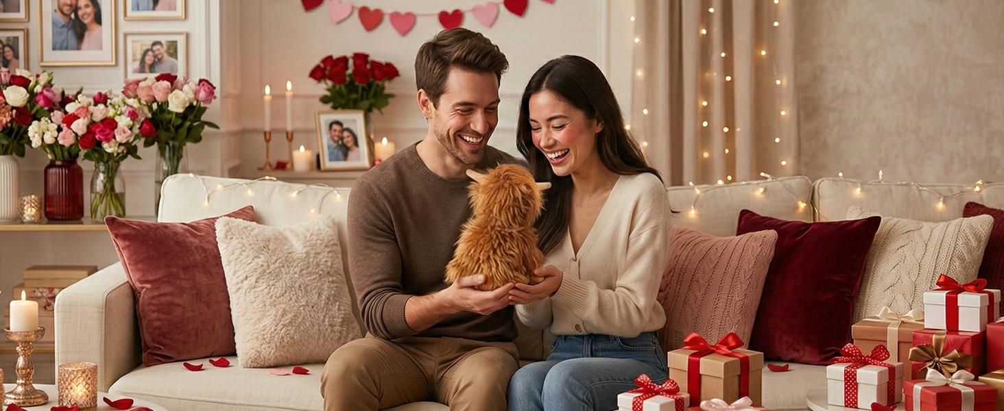 AGS Heatable Coolable Weighted Highland Cow Stuffed Animals Plushie, Microwavable Heating Pad for Period Cramps & Pain, Lavender Scented Cow Plush Toys for Stress, Highland Cow Gifts for Women