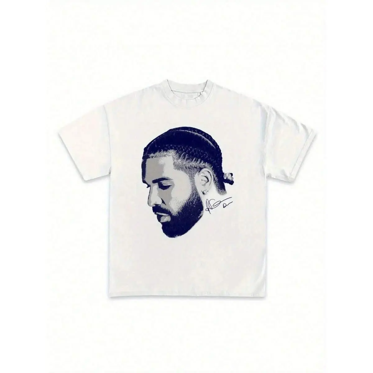 Unisex Drake Rapper Graphic White Cotton Short-Sleeve T-Shirt - Stylish Round Neck, Casual Loose Breathable Lightweight Streetwear Tee, All-Season Comfort Clothes for Back to School, Good Graphic Tees for Men/Women