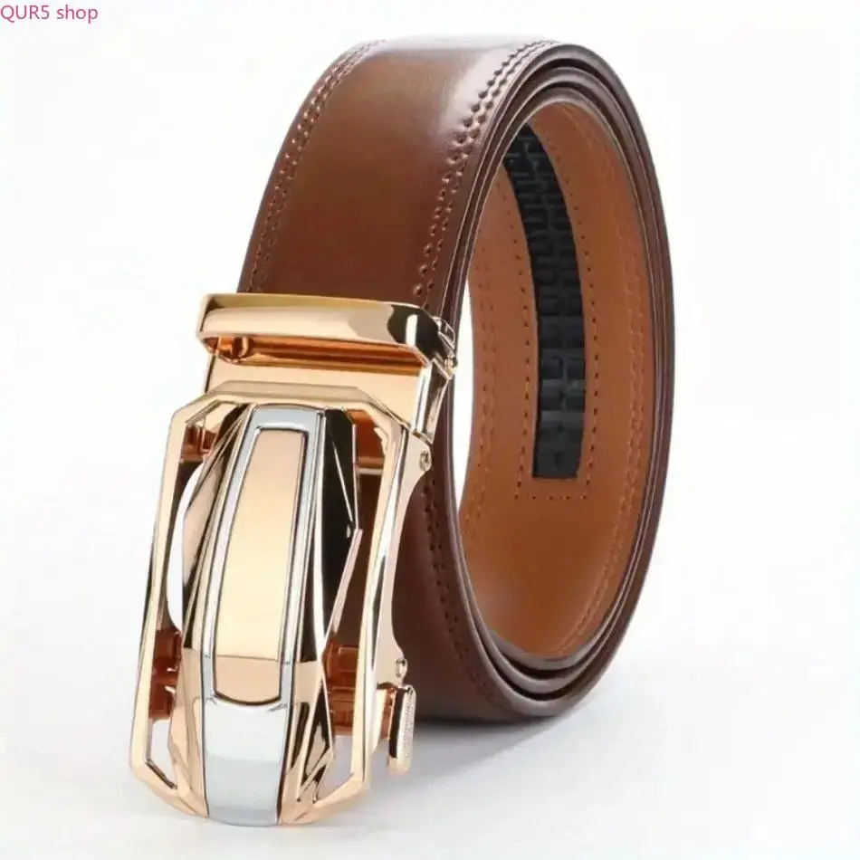 2026 2Pcs Men’s Genuine Leather Ratchet Belt Set, Adjustable Automatic Alloy Buckle, Premium Wear-Resistant Leather Strap, Multi-scene Waist Belt for Daily Work, Casual & Formal Outfits, Thoughtful Valentine’s Day Gift for Him