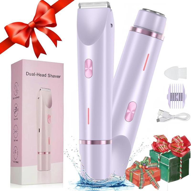 2 in 1 Electric Hair Removal Tool for Women, Dual-Head Electric Razor, Body & Facial Shaver, Waterproof Wet/dry Use Trimmer, Face Shaver