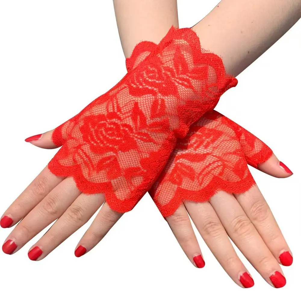 Lace Gloves for Women, Summer Sun Protection Half-Finger Cover Gloves, Dance Performance Gloves, Stylish and Functional Accessories, Fingerless