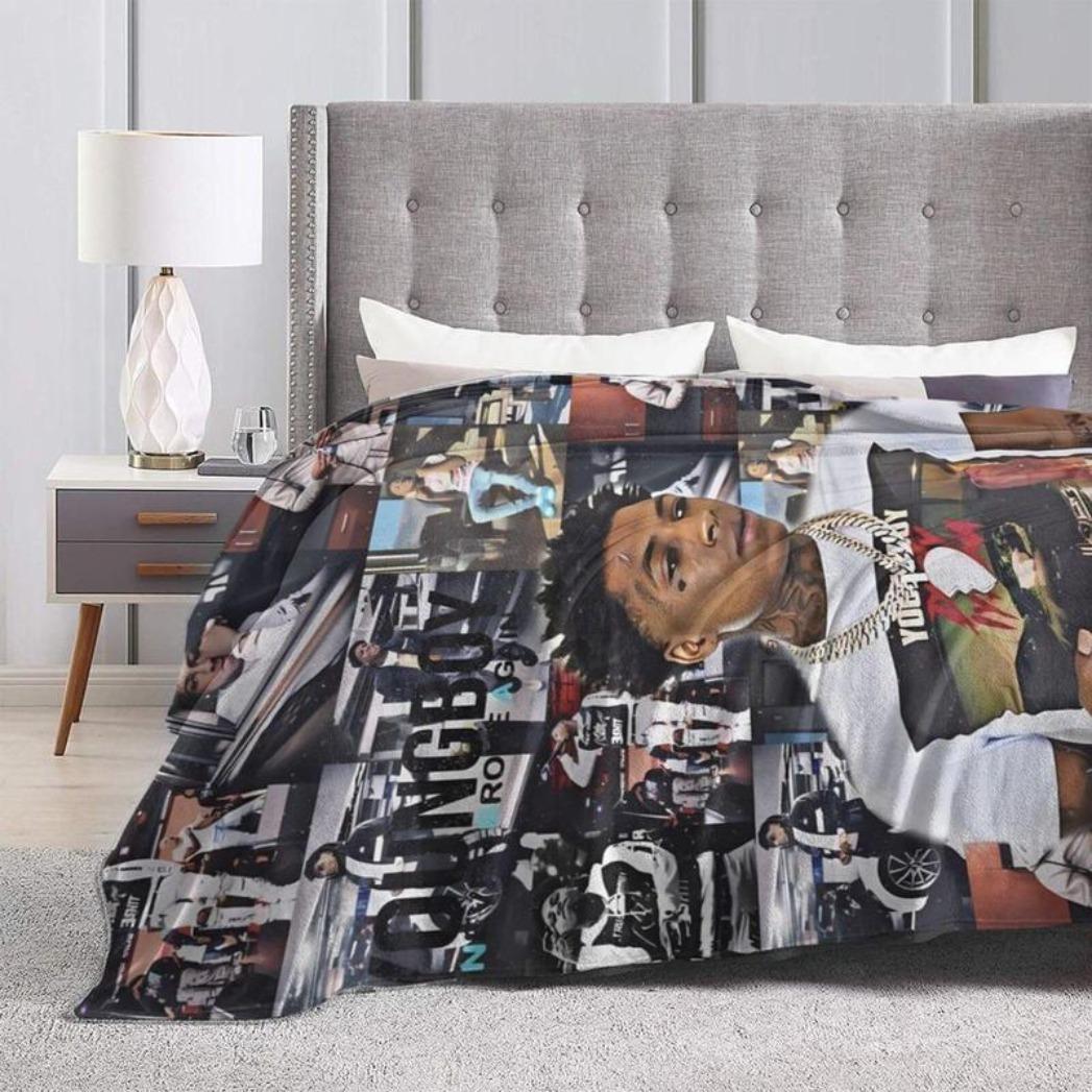 YoungBoy Never Broke Again Funny Blanket Suitable for Sofa Bedroom Car Soft Air Conditioning Blanket etc. Suitable for all seasons Applies to Super Soft Decorative Sofa/Sofa/Dedroom  Soft, lightweight and breathable