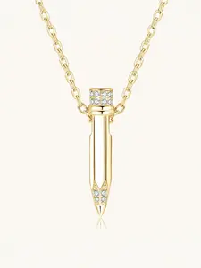 S925 sterling silver pencil head moissanite couple necklace, men's and women's matching pendant, adjustable chain hip-hop lover jewelry, suitable for daily wear, giving surprise small gifts.