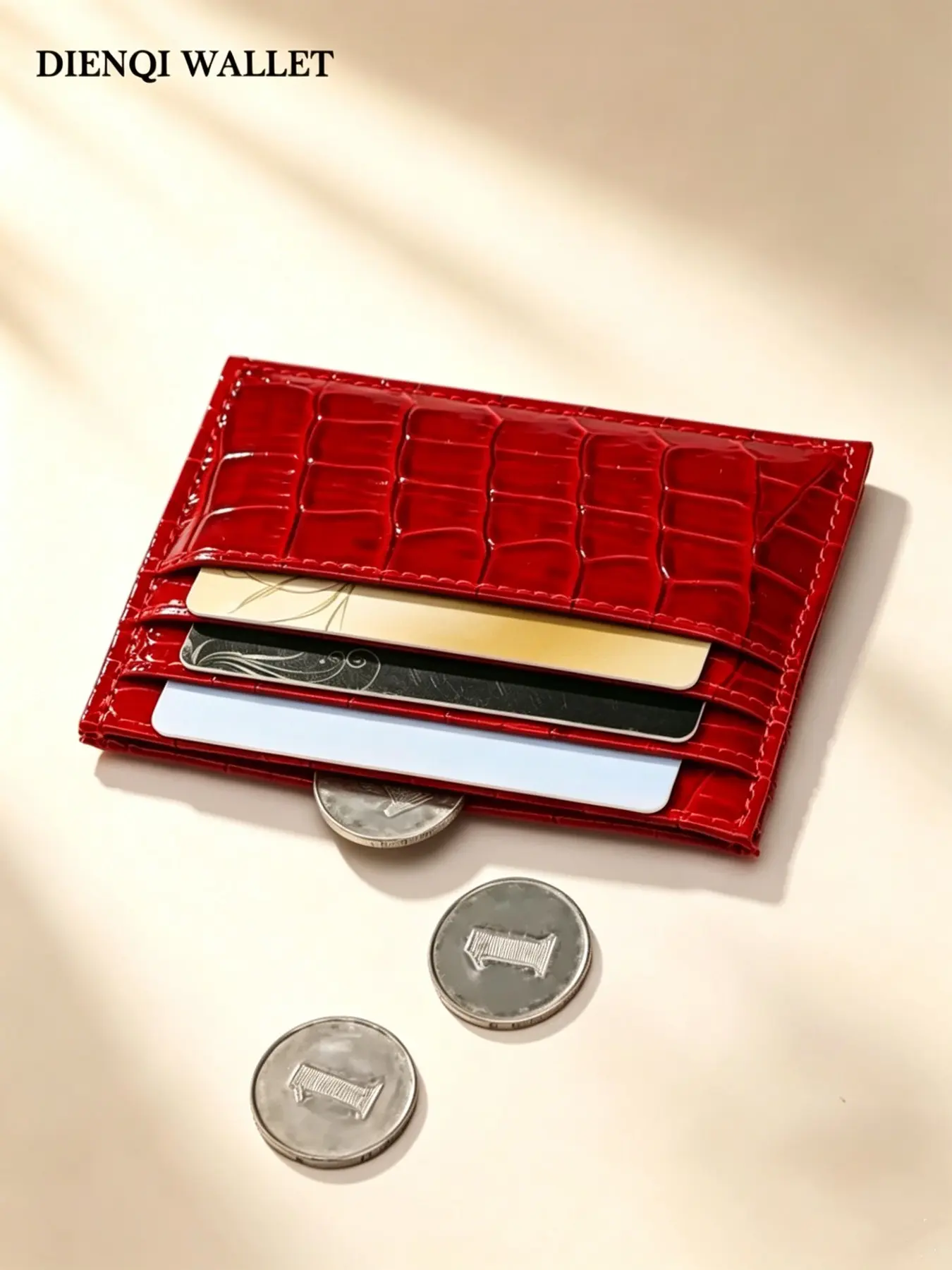 Women's Crocodile Grain Credit Card Cash Holder, Slim Multi-Slot Card Wallet, Elegant Minimalist Card Organizer for All Seasons