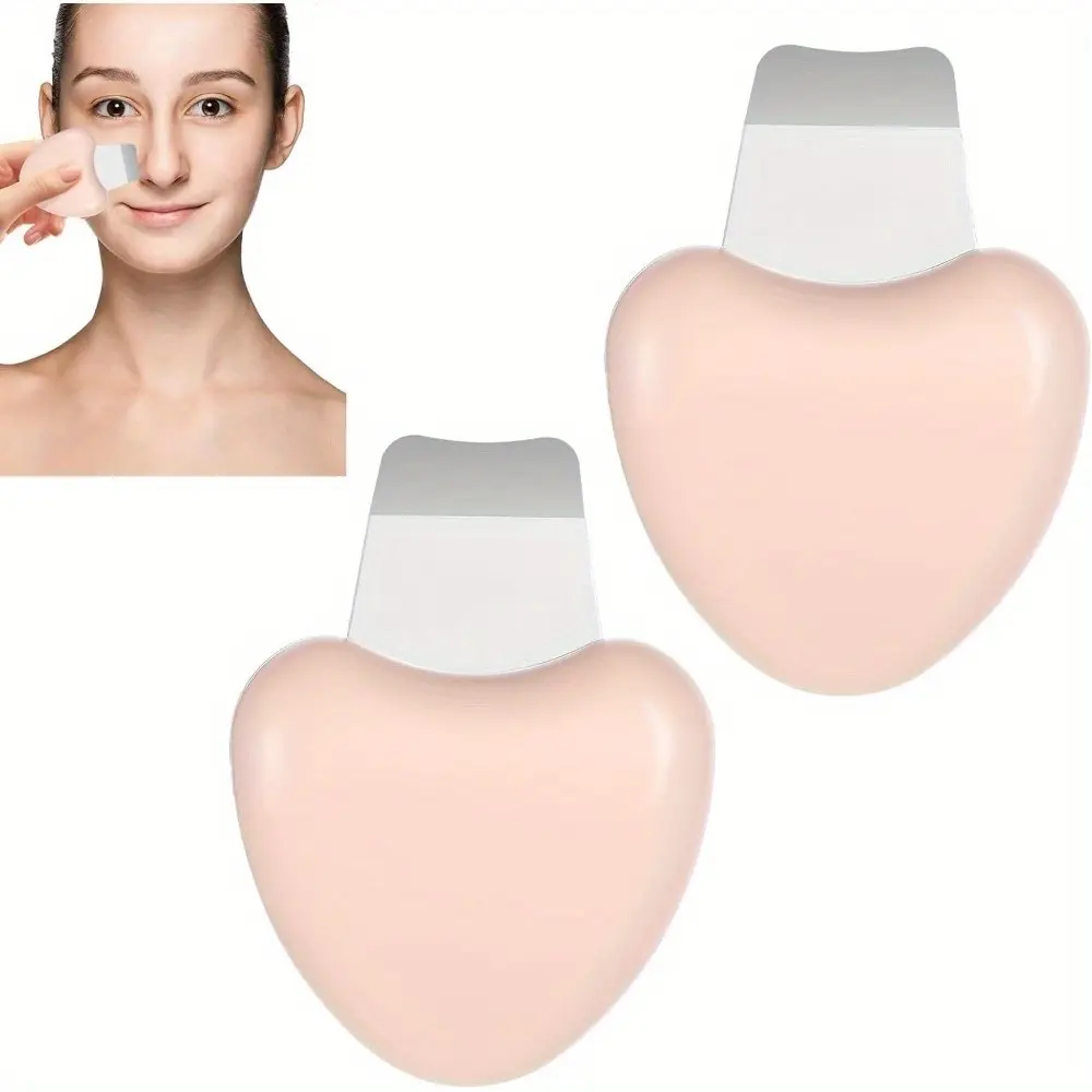 2pcs Stainless Steel Face Spatula Skin Blackhead Scraper Remover Tool Pore Scraper Heart Face Scraper for Women Men Facial Deep Cleansing Tool Deep Pore Cleaning