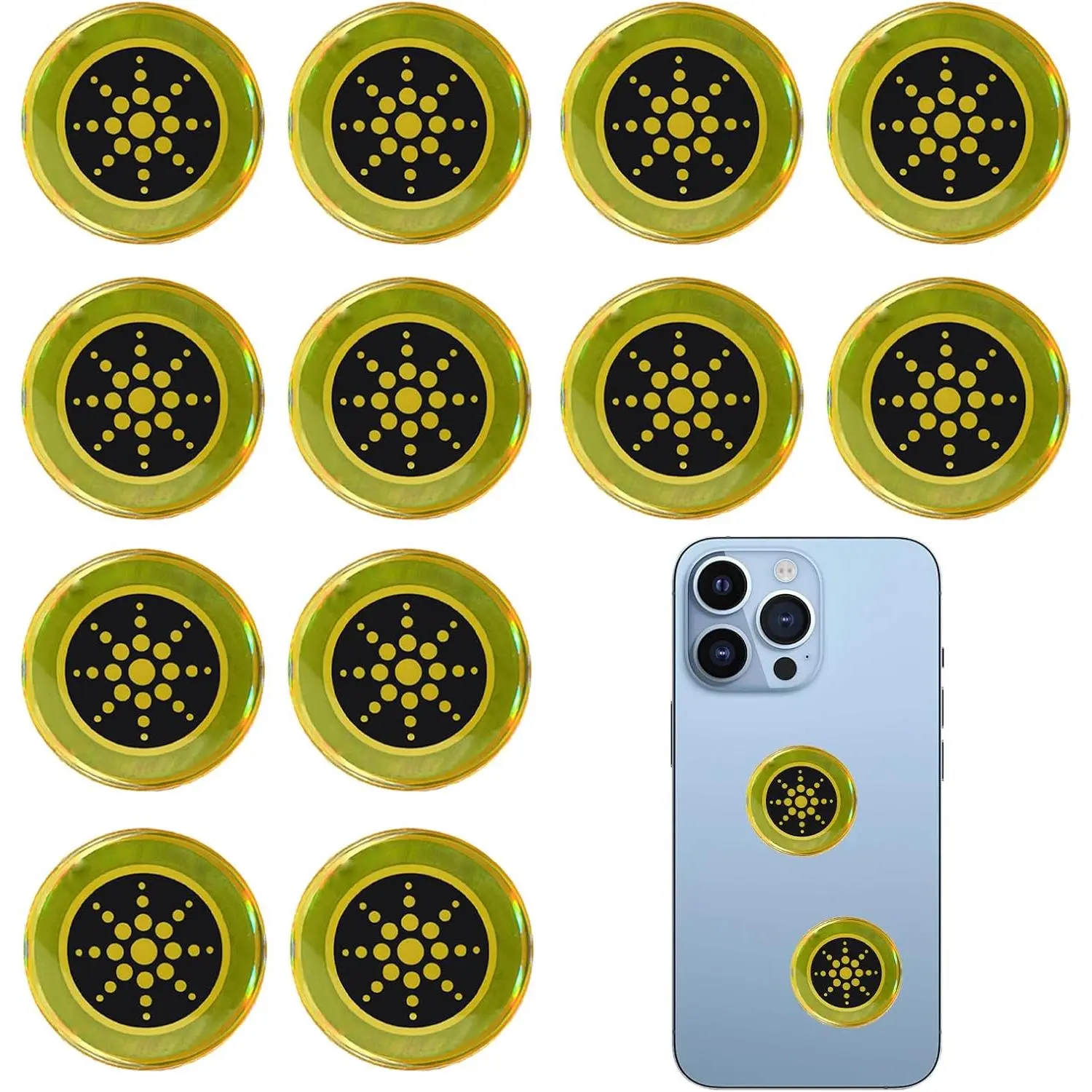 12 Pcs Gold EMF Radiation Blocker Stickers for Smart Phones, Tablets, Laptops - Practical Gift for Tech Lovers
