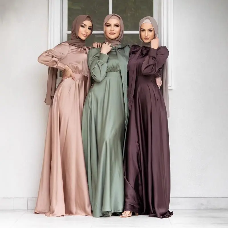 Women's robes, evening gowns, large swings, satin dresses, Muslim robes, prayers Gamis Clothes Authentic Saudi Thobe Abaya