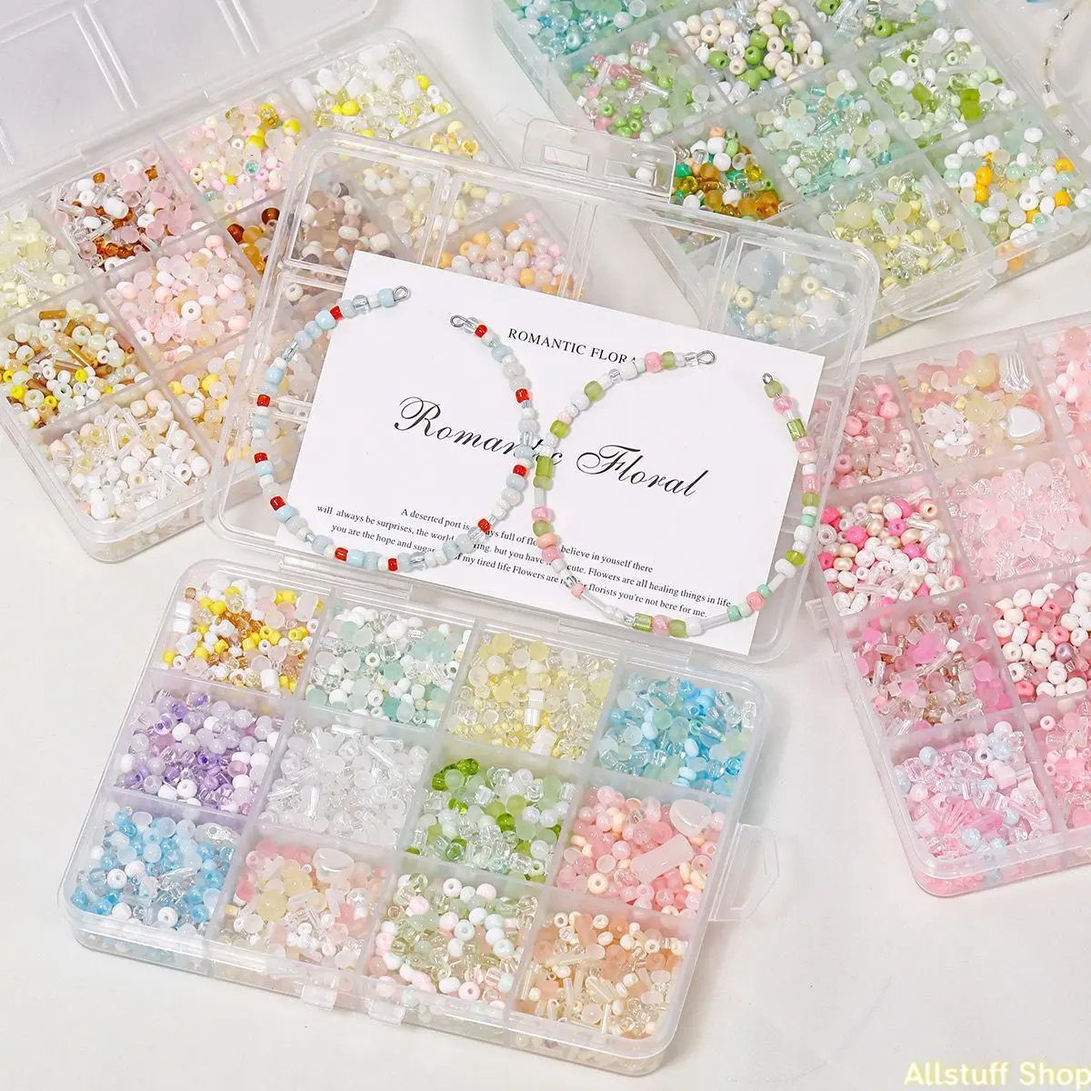 24-grid boxed glass rice beads mixed with loose beads, a complete set of handmade bracelets, beaded DIY handmade accessories materials tiktokshopbacktoschool