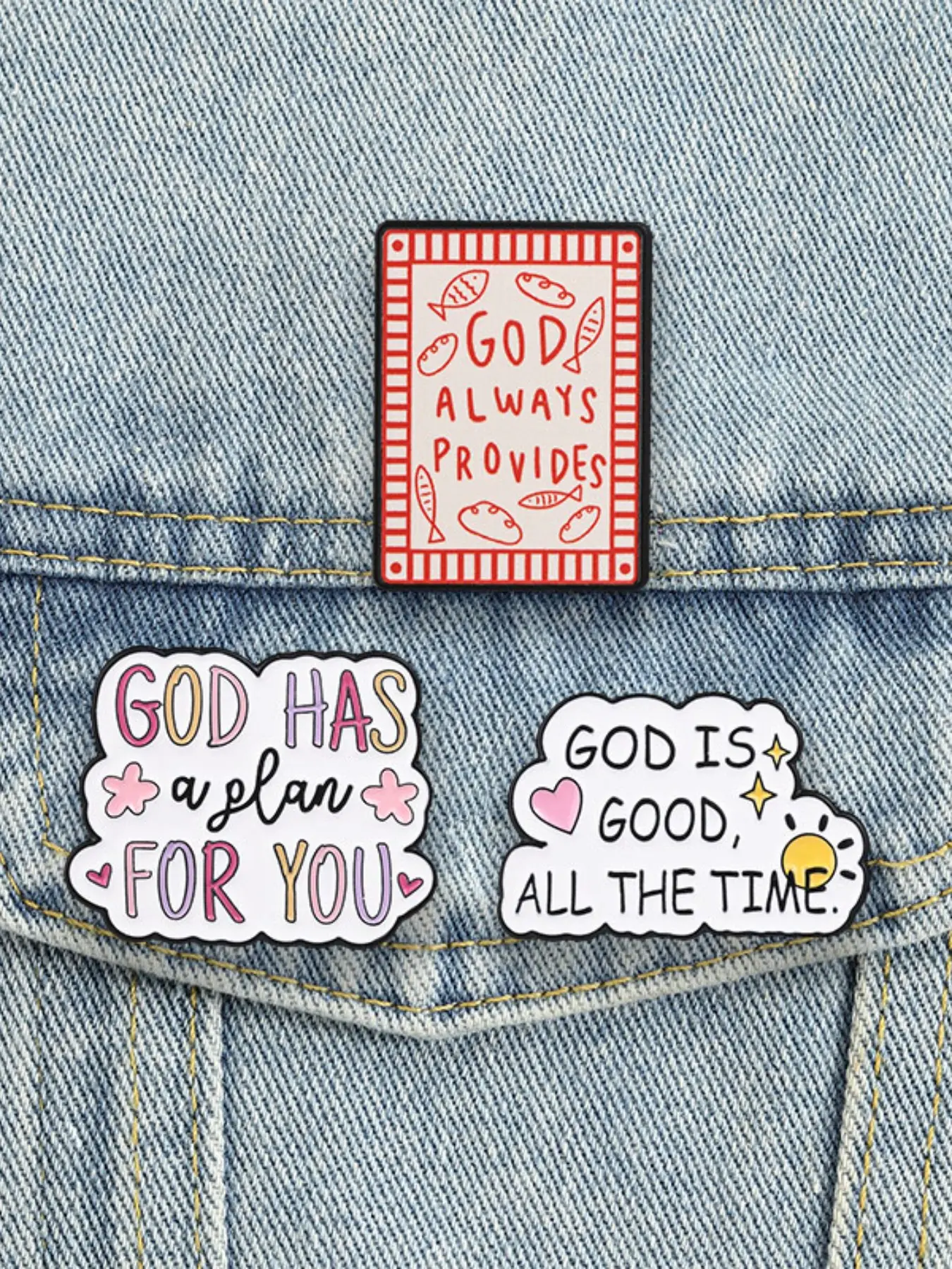 3 Piece Set Christian Faith Bible Inspirational Quote Enamel Pins God Always Provides God Has A Plan For You Alloy Brooches Lapel Backpack Clothing Decor Badge Fashion Jewelry Accessories Gifts for Friends