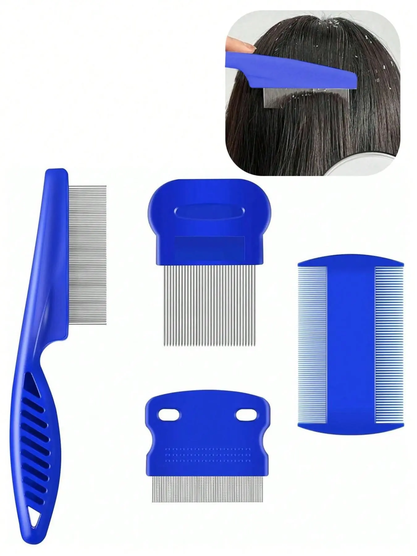 4-Pack Fine-Tooth Grooming Comb Set, Dense Teeth Hair Combs for Tangle Free Hair Detangling, Scalp Care & Daily Hair Styling Tools for Women & Men