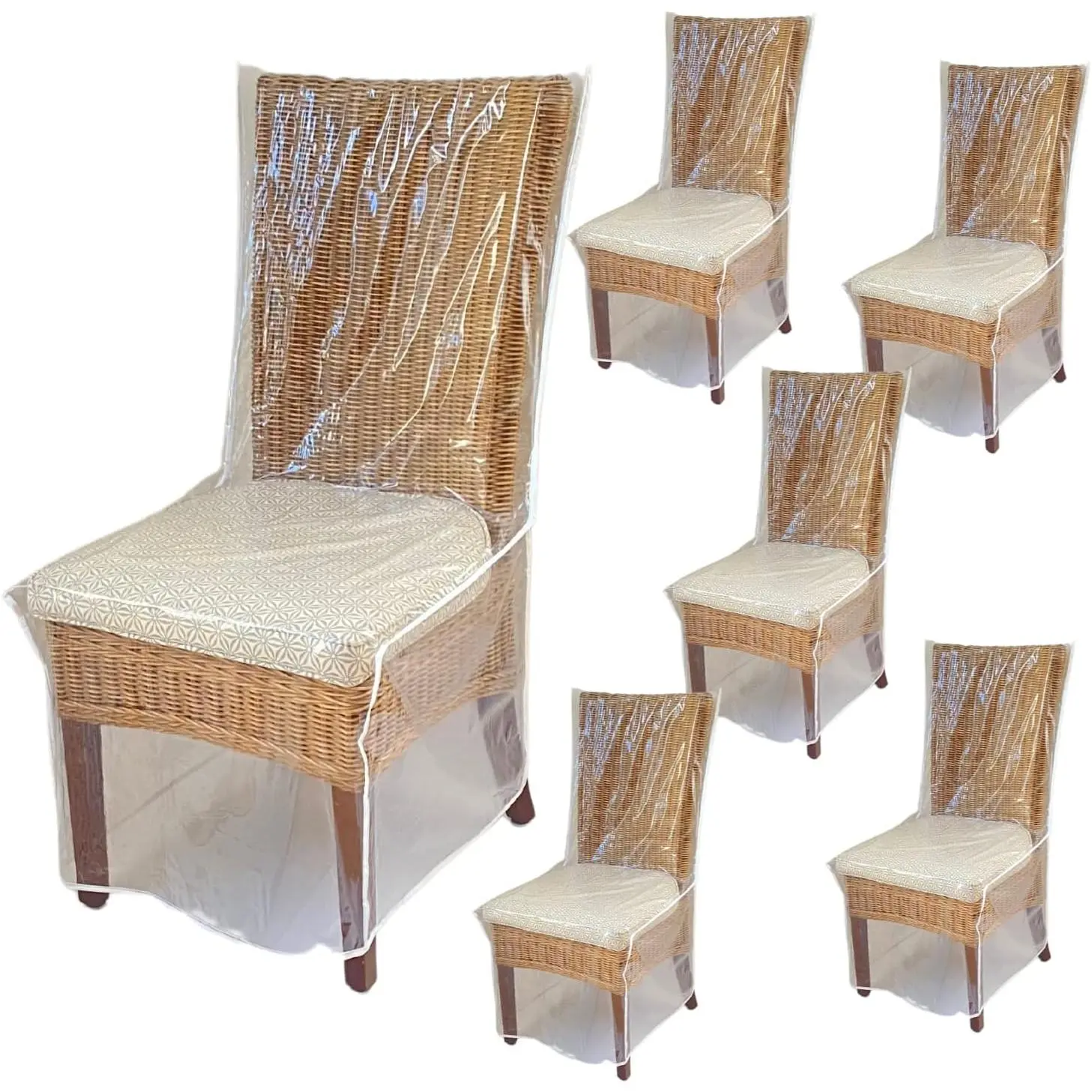 6 Pack Heavy Duty Clear PVC Vinyl Dining Room Kitchen Chair Cover Protector, Prevents Dust Spill Pet Hair and Pet Claws Scratching, Easy Clean Waterproof Reusable Slipcover