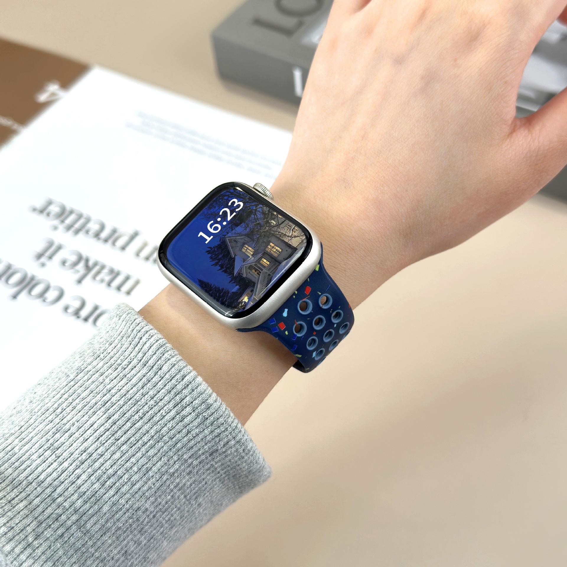 Colorful Dual-Color Silicone Watch Band, Dot Pattern Soft Waterproof Sport Replacement Strap for Smart Watch, Skin-Friendly Breathable Silicone Wristband for Men Women