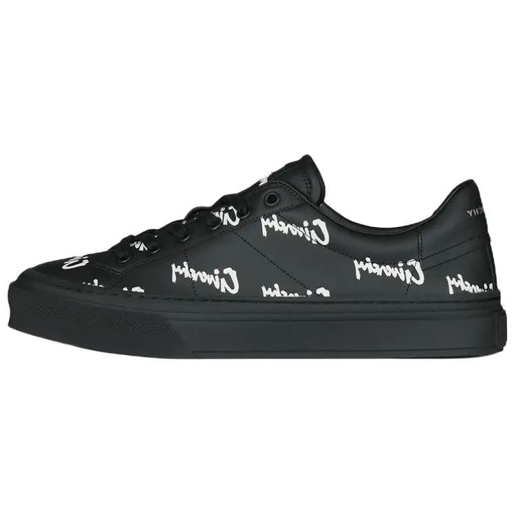 Men's Givenchy City Sport Closed Leather Low-Top Lace-Up Comfort Trainer - Black Trending Athletic Walking Shoes, House White Official Shoes with Maison Mihara Verification & Global Authentication Credentials