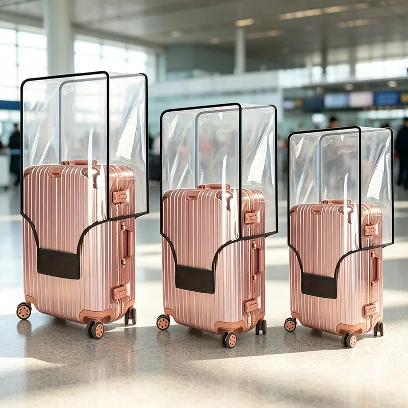 3-Piece Clear PVC Luggage Covers, Scratch-Resistant and Durable. Fits 20/24/28-inch suitcases, reinforced edge design, multi-size compatible.