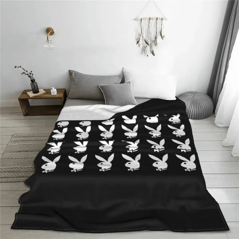 Y2K Bunny Adult Blanket Kids Blanket, Soft Flannel Air Conditioner Blanket Throw for Sofa Bed Couch, Cute Coquette Aesthetic Blanket for Bedroom Dorm Room Decor, Lightweight All Season Travel Gift Blanket