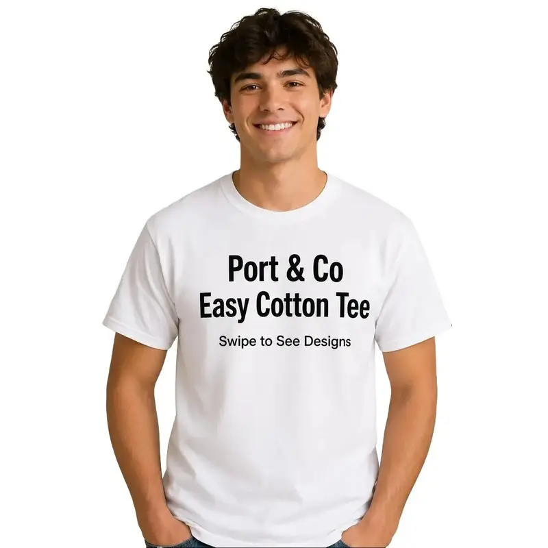 Port And Company Unisex Short-Sleeve Street Style T-Shirt - Loose, Comfy, Breathable Graphic Casual Sports Top