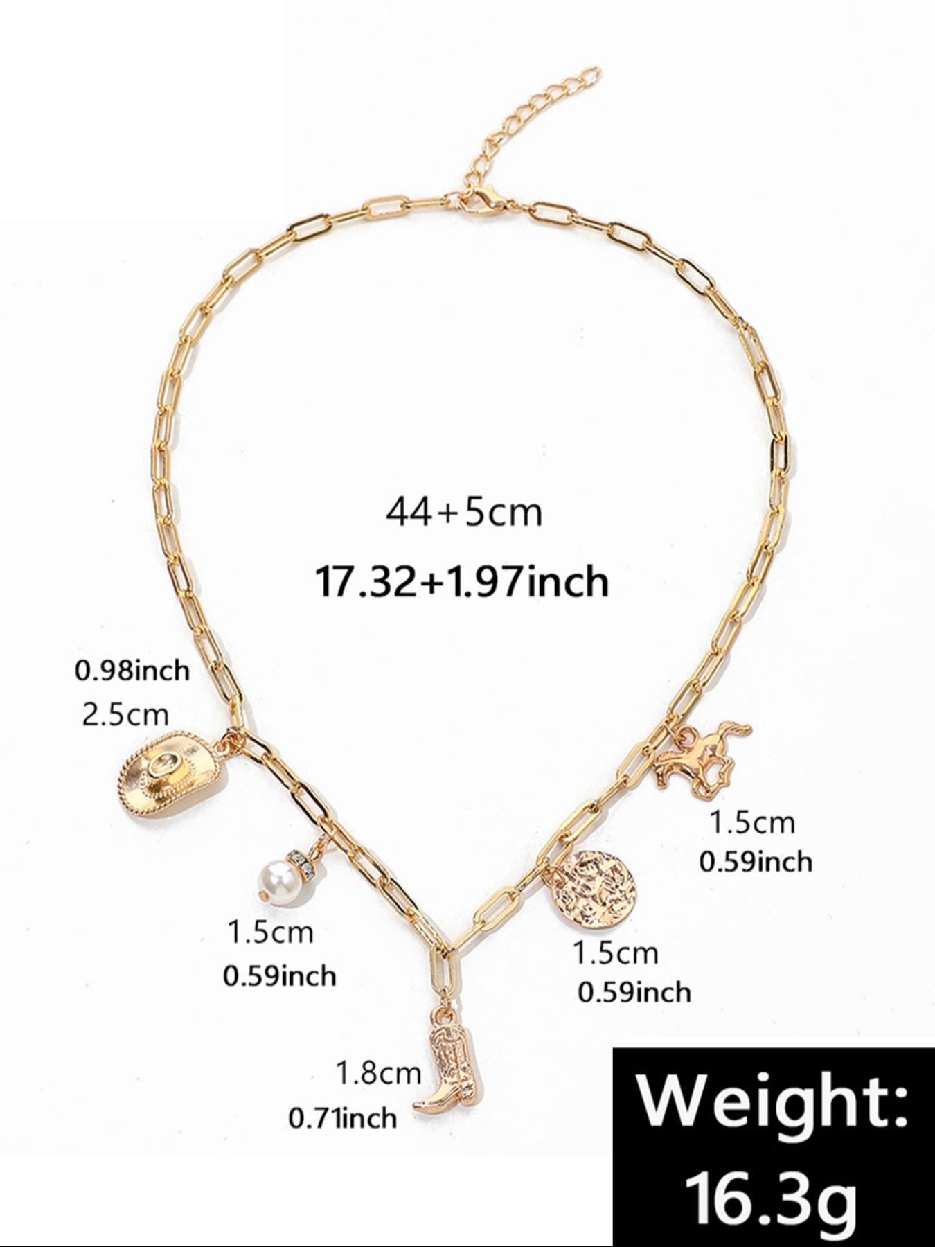 Western Cowboy Hat & Boots Design Pendant Necklace, Vintage Charm Necklace for Women for Gift, Fashion All-match Jewelry Accessories for Daily Wear, Charms Necklace