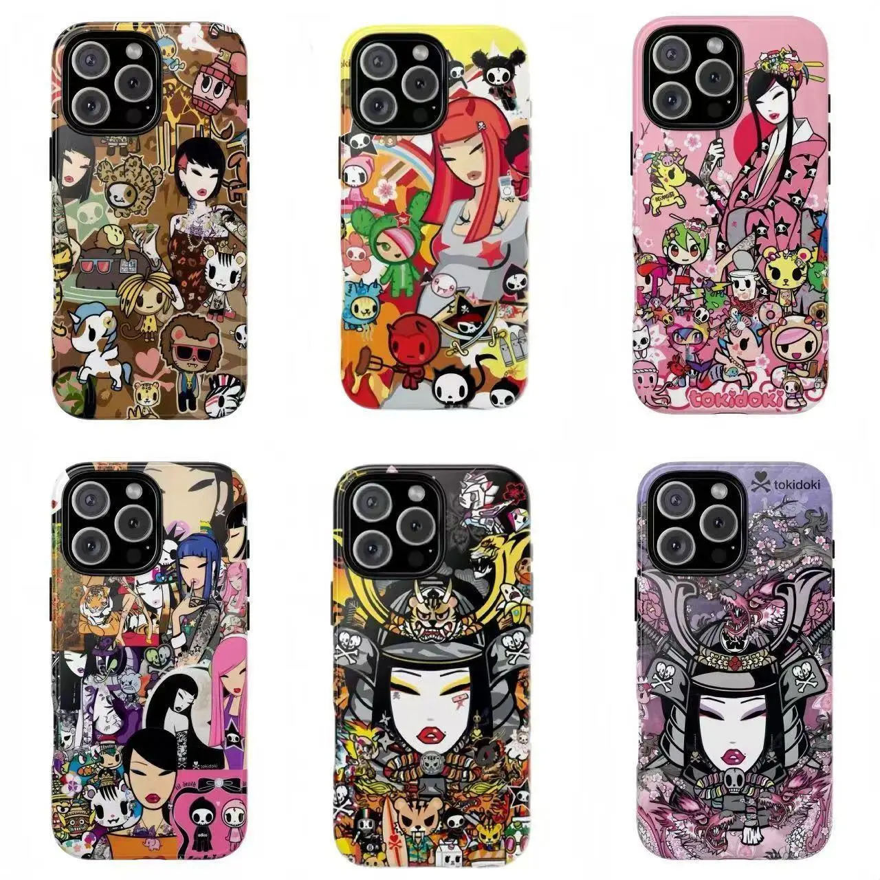 Pink Colorful T-To.ki.doki Cool Lady and Tiger Two-In-One Drop-Resistant Mobile Phone Case Protection For IPhone 17-11, Pro Max, Pro Plus, and Samsung S26 25 24 23 Safety Case