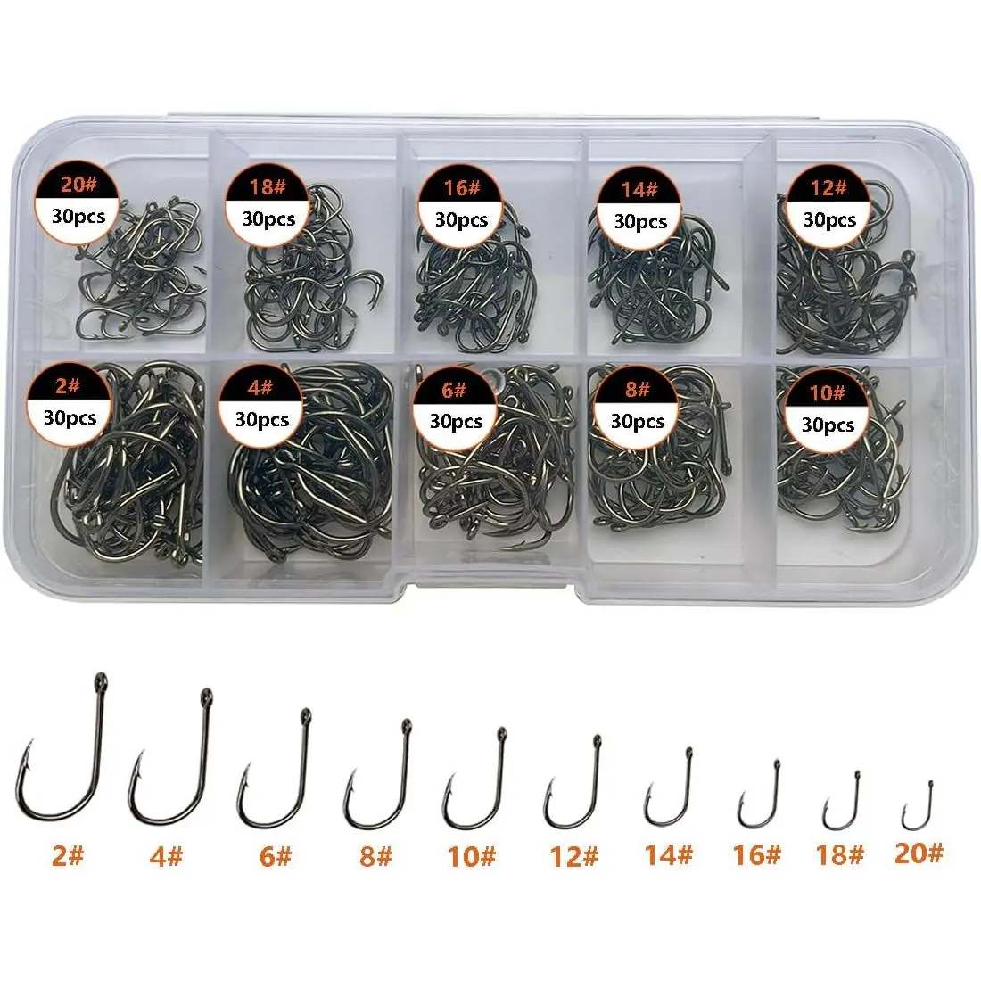 300Pcs/ 500Pcs/ 1000Pcs Small Fishing Hooks, 10 Different Sizes Tiny Fish Hook Set  Freshwater New model