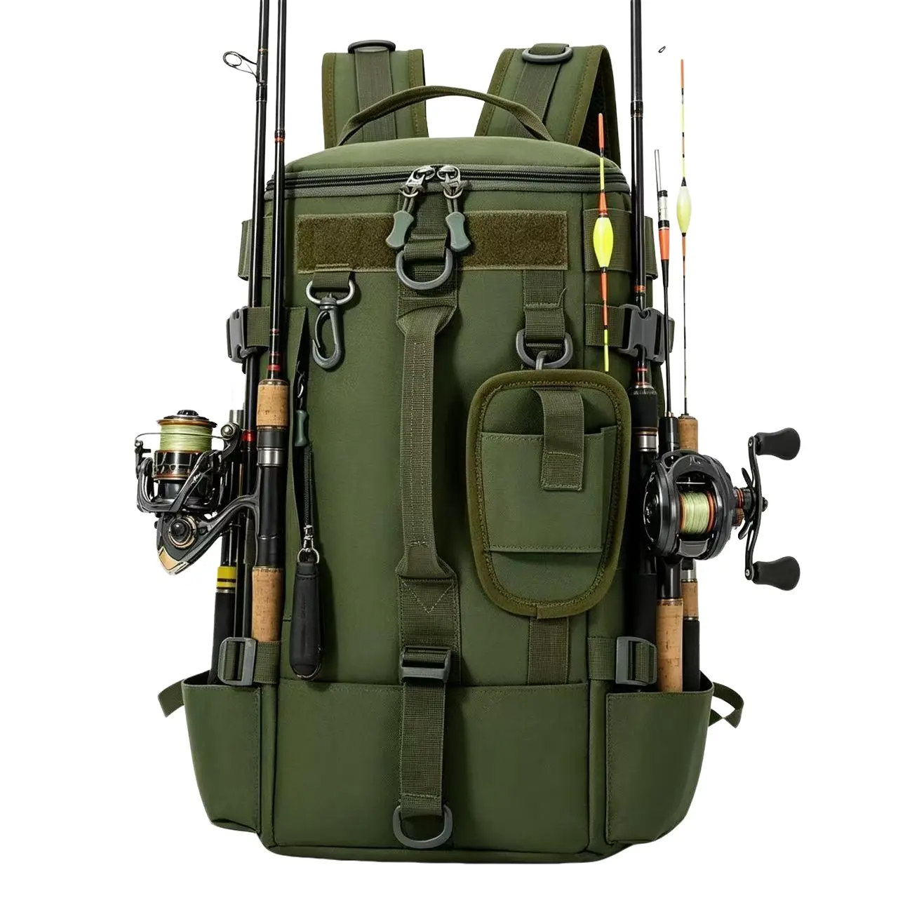 Tactical Fishing Backpack, Fishing Gear, Tackle Bag, Multi-Functional Outdoor Hiking Bag, Travel Bag, Commuter Bag, Durable Waterproof Design, Rod Rack & Molle System