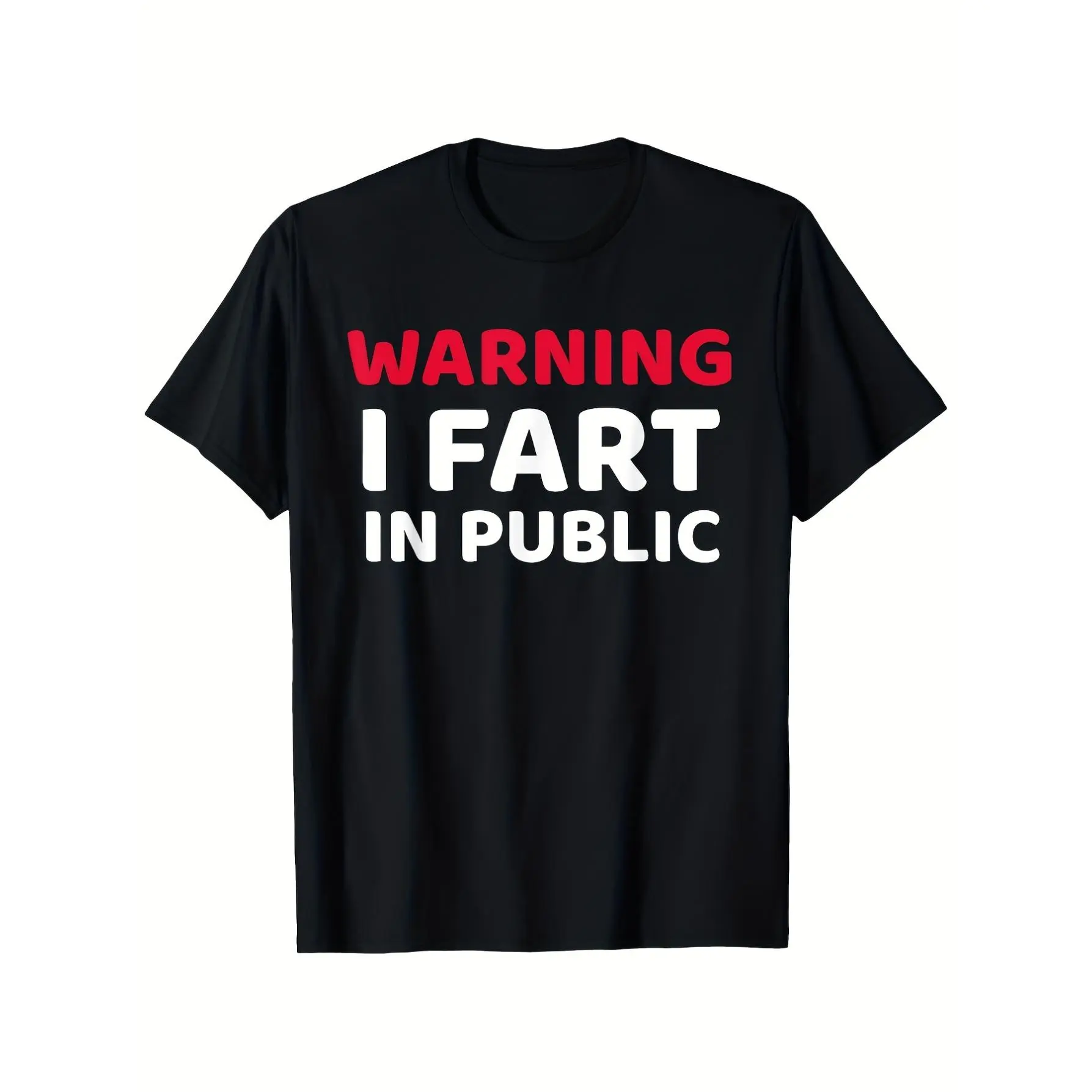 Fun Warning I Burp in Public T-shirt Bold Red and White Font Black Humorous Pattern T-shirt Loose Casual Shirt Suitable for Adults All Year Round Comfortable Machine Washable Spoof Couple GiftsStreetwear Menswear Basic Print Soft
