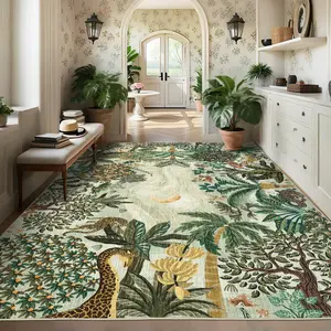 Jungle Animal Print Area Rugs for Living Room Soft Non Slip Forest Botanical Bedroom Carpet Large Non Shedding Stain Resistant Indoor Moon Rug for Play Room Nursery Dining Room