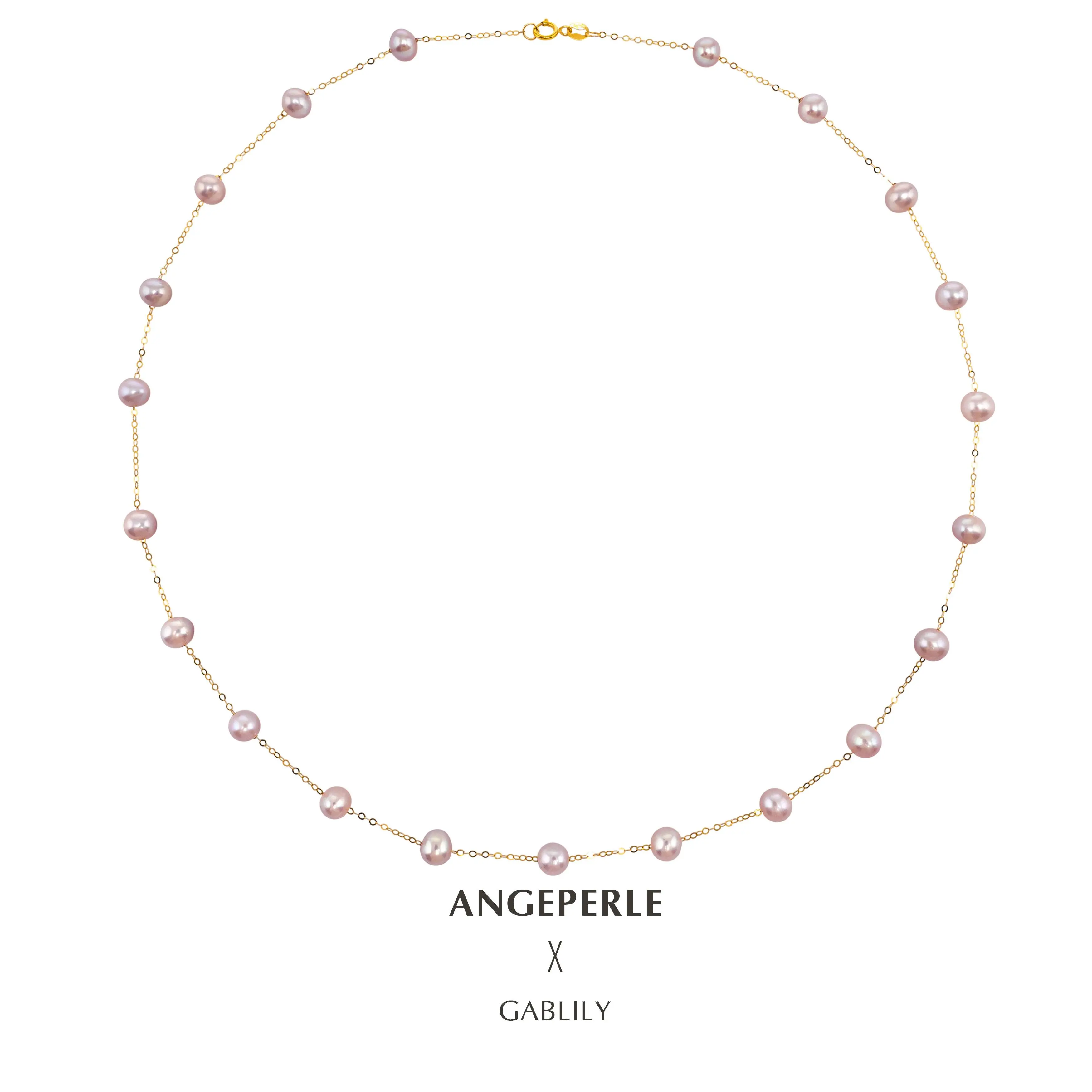 ANGEPERLE Freshwater Pearl "Edison" Starry Sky Necklace 5-6mm TSJCY818