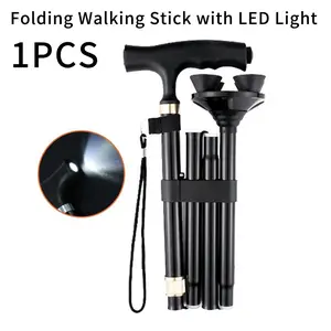 Unisex Folding Adjustable Lightweight Self-Standing Walking Cane, Soft Handle, Illuminated, Suitable for Seniors & Adults, Requires 2 Aaa Batteries, Adjustable Collapsible Cane, Canes for Seniors