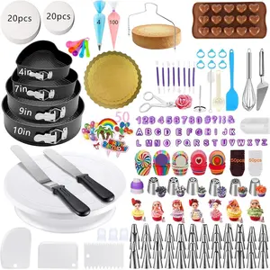 540PCS Cake Decorating Kit - Baking Supplies Set with 4 Springform Pans, Rotating Turntable, Decorating Tools for Beginners