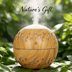 Wood Grain Ultrasonic Humidifier Portable Aromatherapy Diffuser Mist Maker for Bedroom Car Office Use, Aroma Diffuser Humidifiers