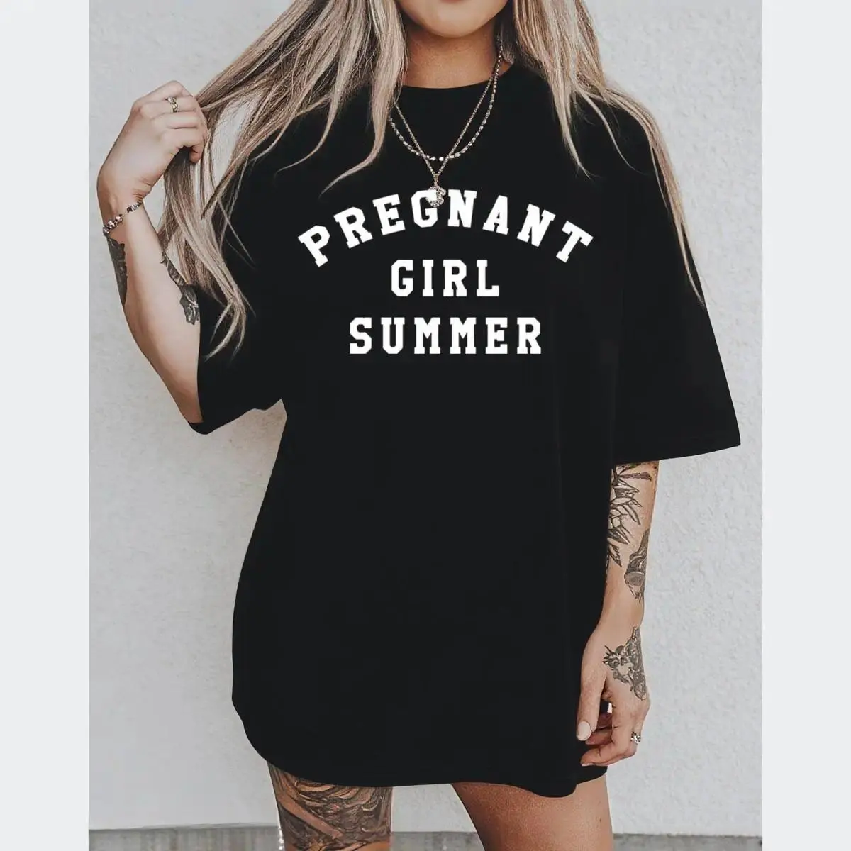 Summer Statement Maternity Graphic Tee, Bold Black Pregnancy Announcement Shirt for Moms-to-Be, Soft Cotton Short Sleeve Crewneck, Comfortable Relaxed Fit Maternity Wear, Casual Pregnancy Top for Daily Outings & Baby Reveal Events