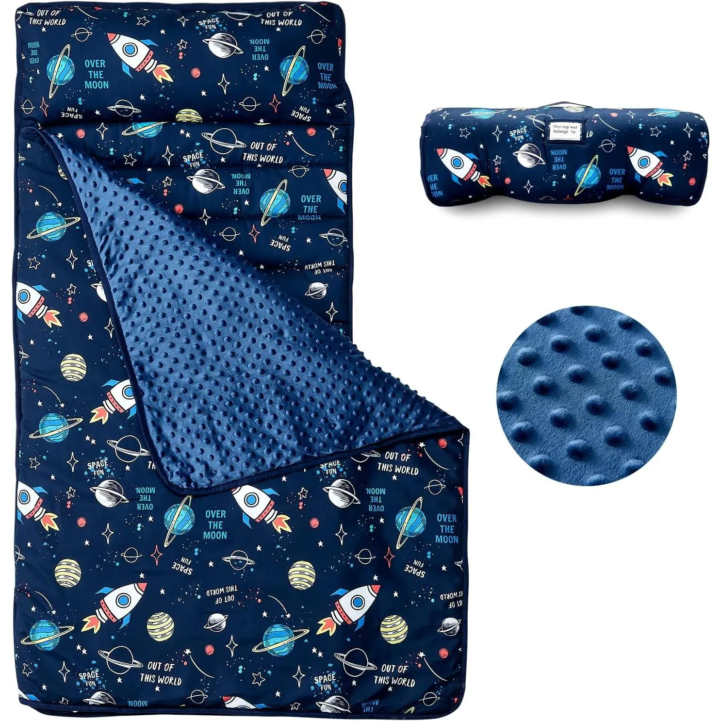 Toddler Nap Mat, Rollup Kid Sleeping Mat with Removable Pillow & Blanket, Toddler Sleeping Bag for Daycare Preschool Travel Camping