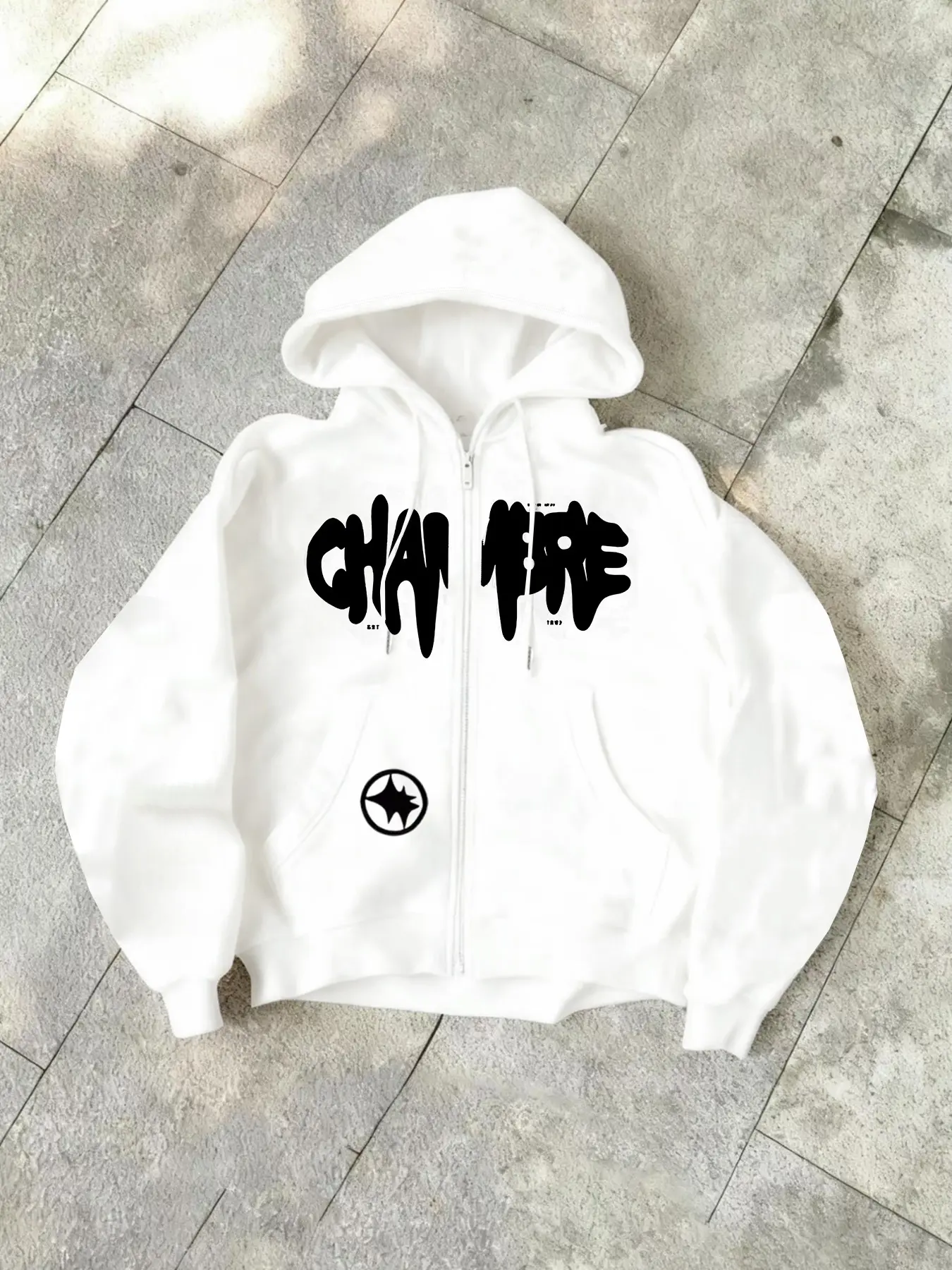 Men's Trendy Zipper Hooded Jacket, Letter Pattern Print, Casual Loose-Fitting Outerwear, Hip-Hop Style, All Seasons