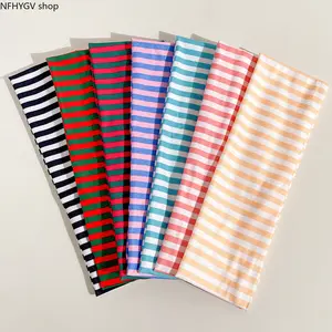 7 packs Fabric Headband, Summer Striped Hair Accessory, Multi Color Horizontal Stretchy Striped Cloth Head Wrap, Soft Breathable Daily Hair Band, Sweatproof Elastic Hair Cover for Women Girls Sports Workout Daily Casual Styling