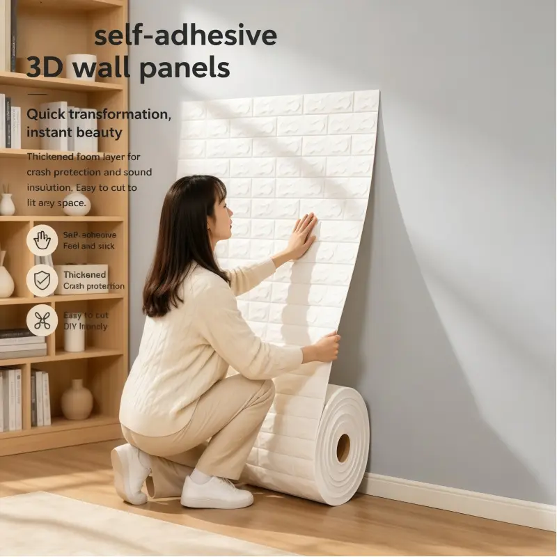Realistic White Brick 3D Self-Adhesive Wall Panels, DIY Cuttable Peel Stick Design, Perfect for Bedroom Headboard Background, Restaurant Wall Decor and Laundry Room Makeover, Accent Wall Peel and Stick