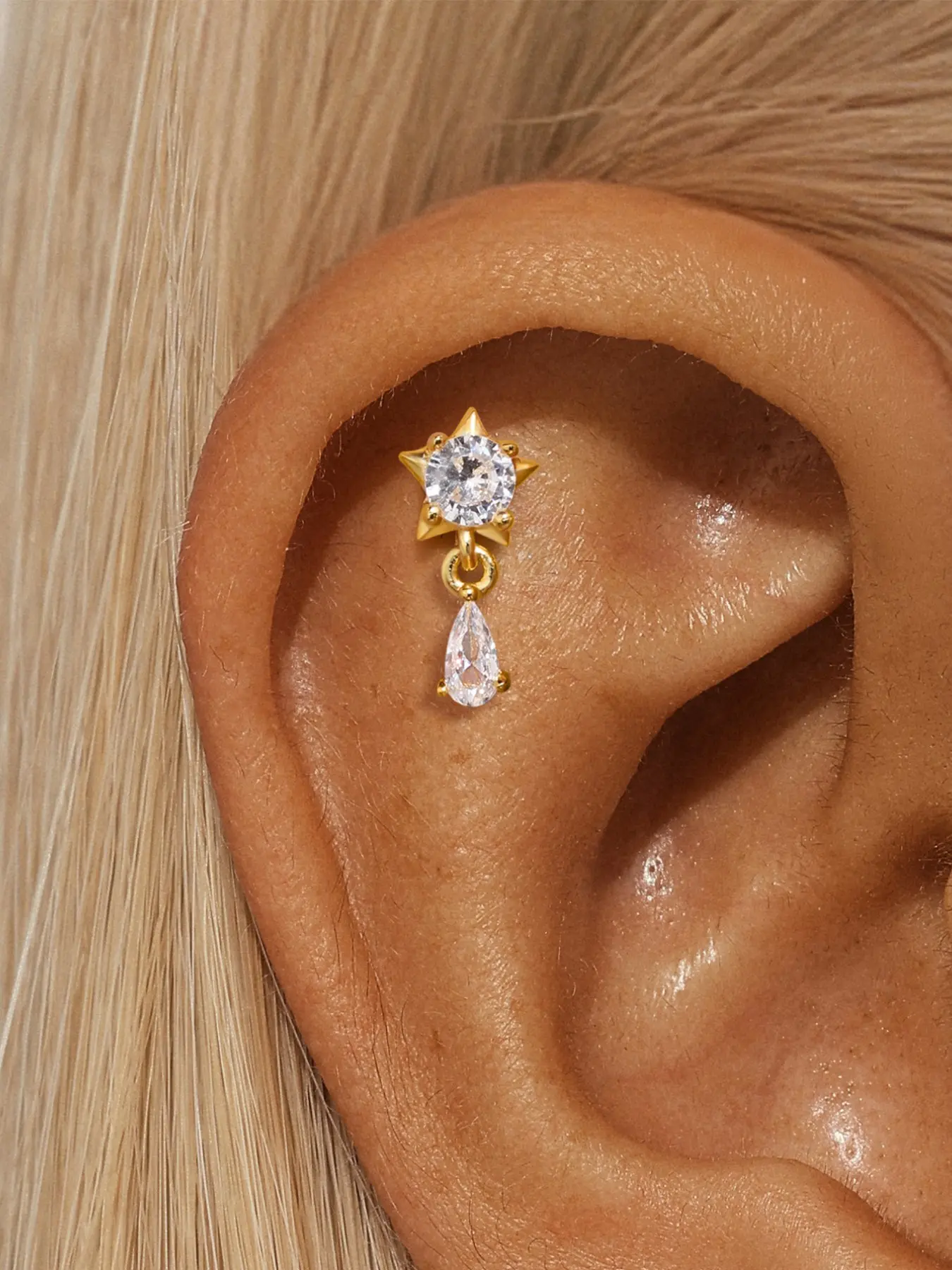 1pc 925 Sterling Silver Cartilage Earrings, 16g Tragus Helix Earrings, Star Cartilage Stud, Forward Helix Piercing Jewelry for Women, Ear Cartilage Studs