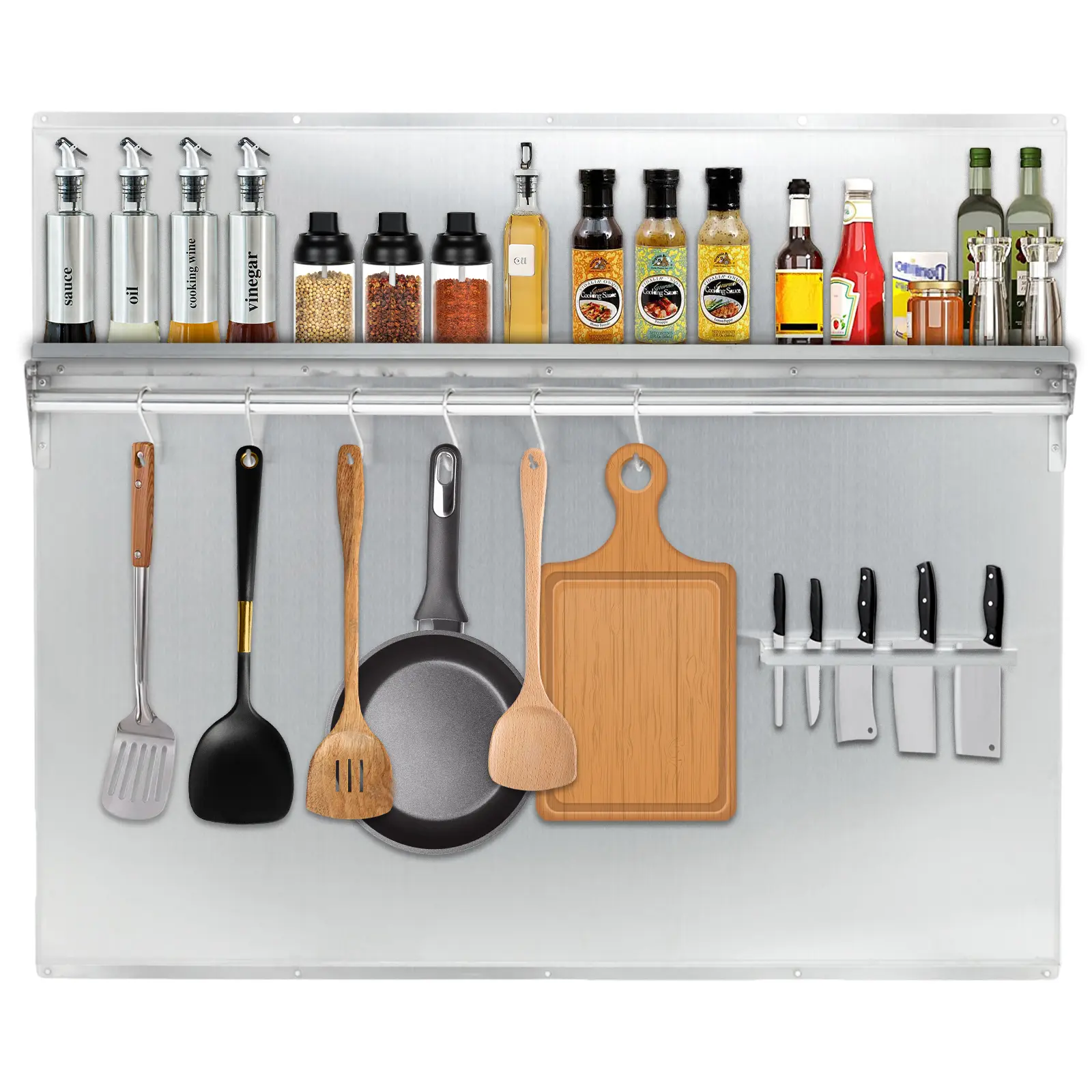 30x24 Inch Stainless Steel Stove Backsplash with Shelf, 1.2mm Thick, Wall-Mounted, Brushed Finish, Includes Mounting Bracket