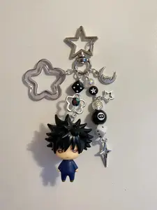 Handmade Jjk Anime Character Bean-Eye Keychain, Y2K Style Accessory, Unique Gift Idea, Perfect for Anime Fans, Durable & Stylish Design