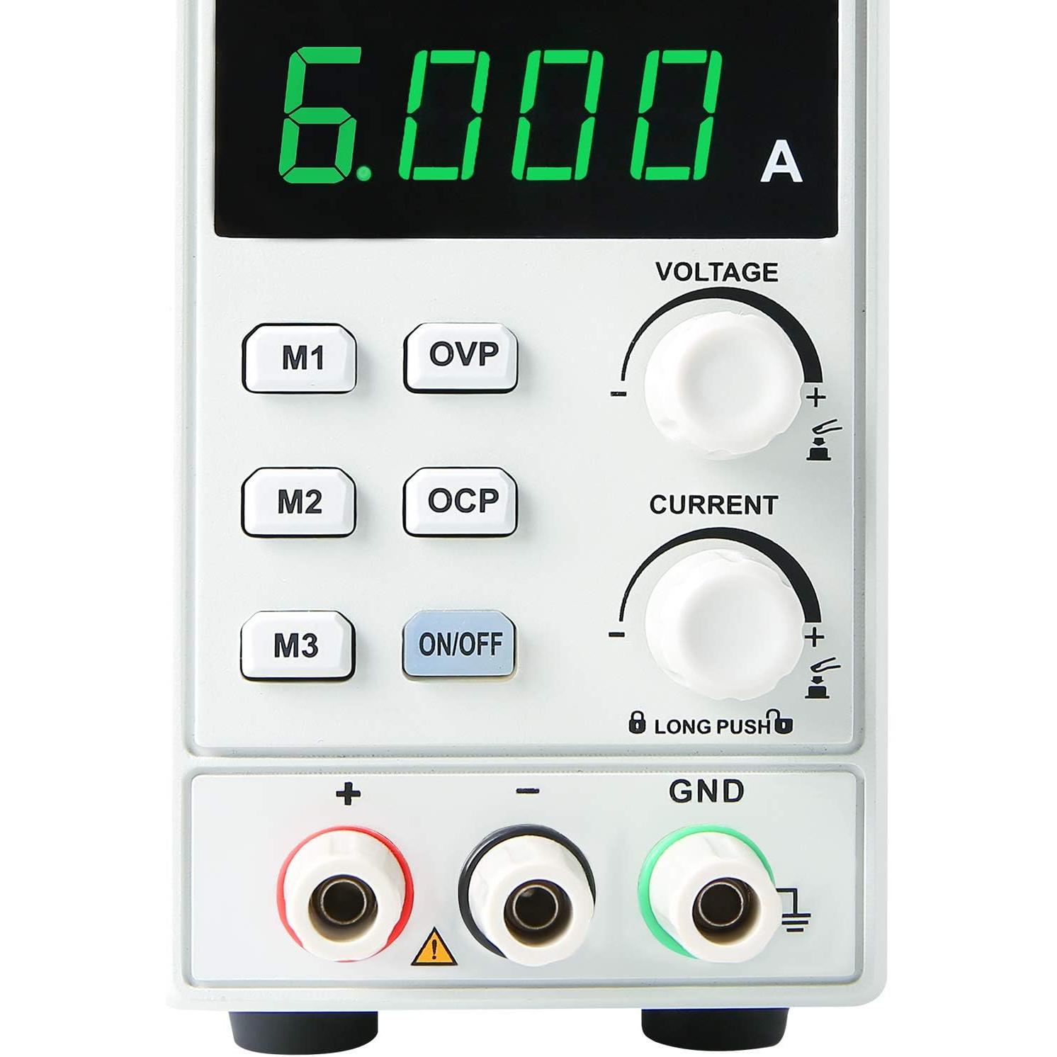 DC Power  Variable Adjustable Bench Power  Switching Regulated 32V 6A OVP OCP OTP 4 Digits LED Display with Plug Adapter Power Cord Output Cables UTP1306