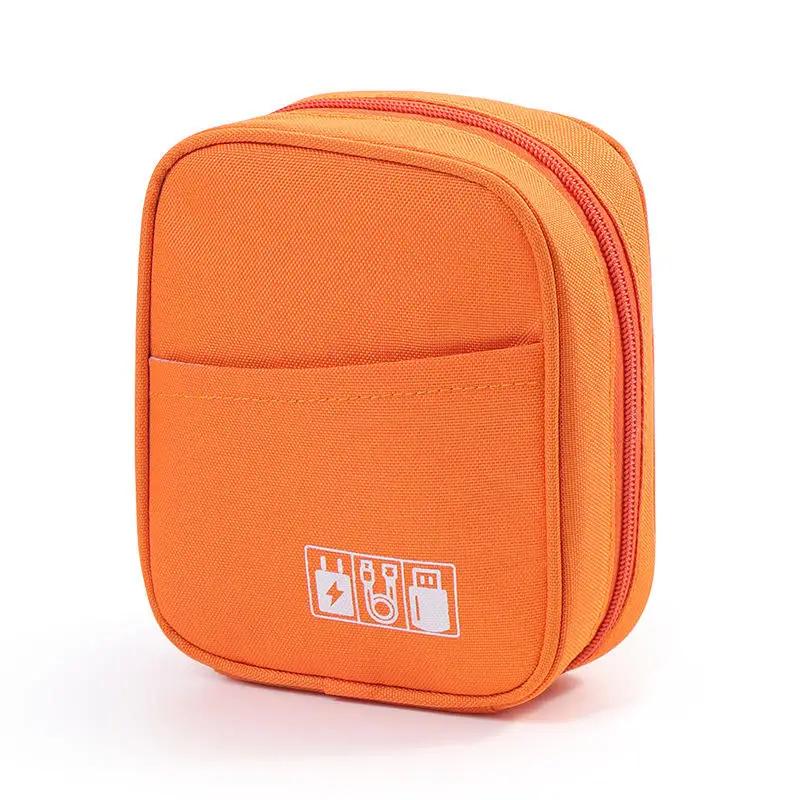 Oxford Travel Cable Bag Shockproof Multi-layer Charger Data Cable USB Bag Organizer Solid Color Electronic Accessory Storage Bag