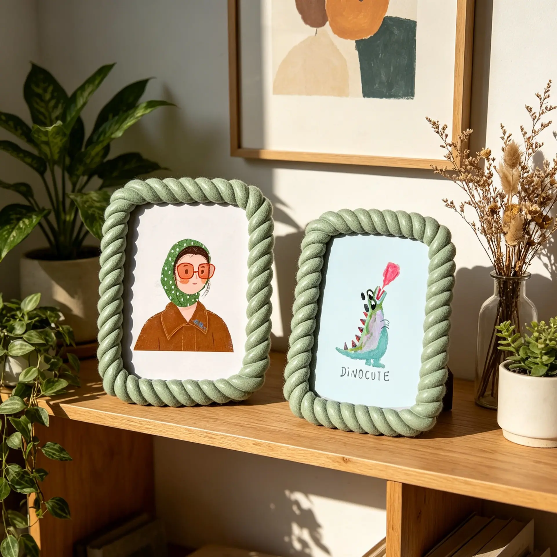 Resin Braided Edge Frame 6 Inch/7 Inch Acrylic Photo Frame, Creative Vintage Desktop Display, Home Decor, Child Gift Frame, Picture Frames for Desk